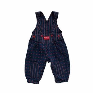 OshKosh B'gosh Vintage Navy and Red Patterned Overalls